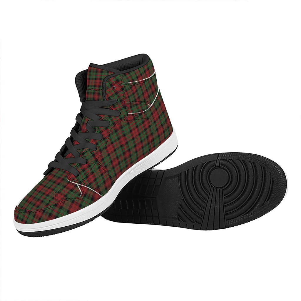 Christmas High Top Leather Sneakers with Tartan Pattern Print