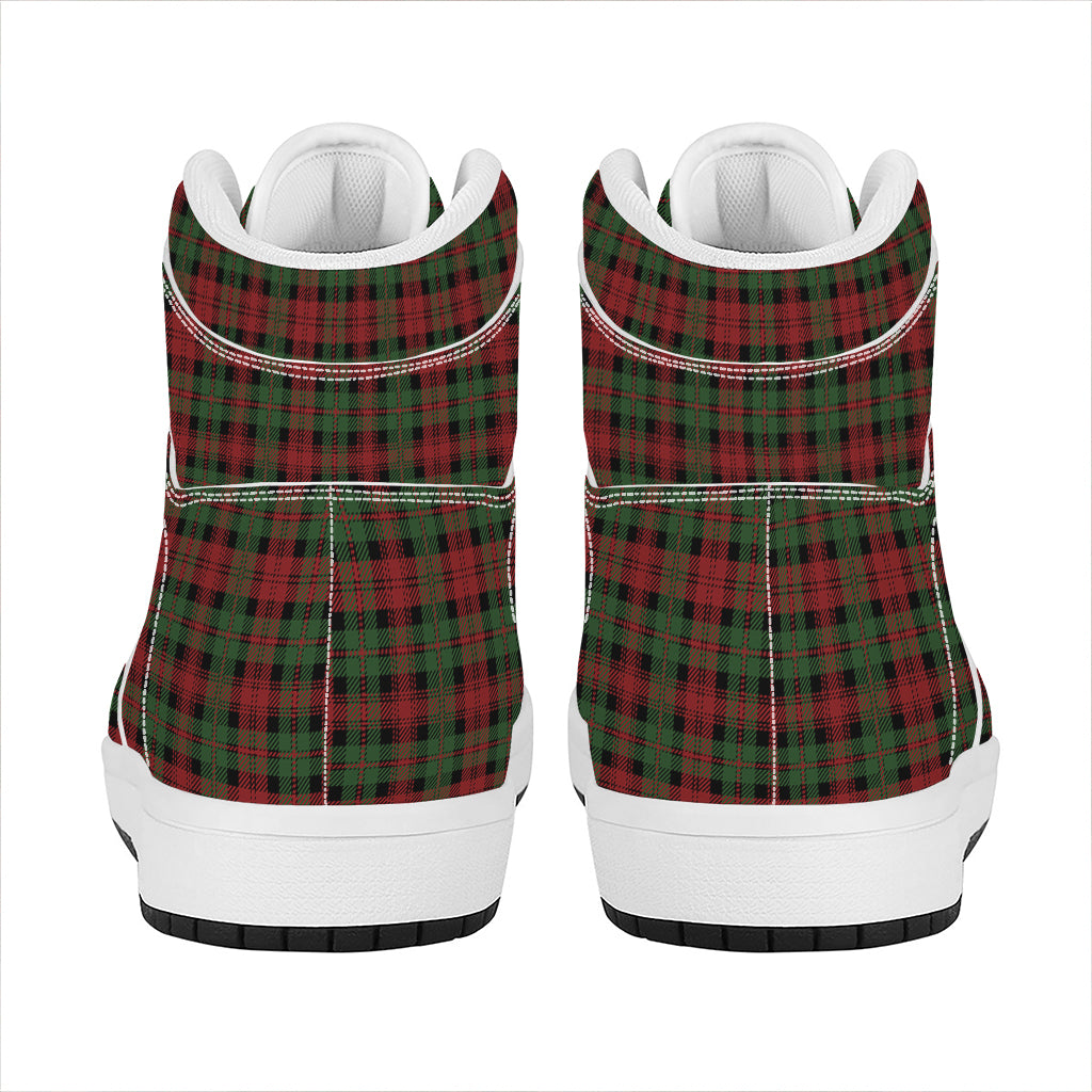 Christmas High Top Leather Sneakers with Tartan Pattern Print