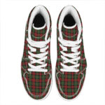 Christmas High Top Leather Sneakers with Tartan Pattern Print