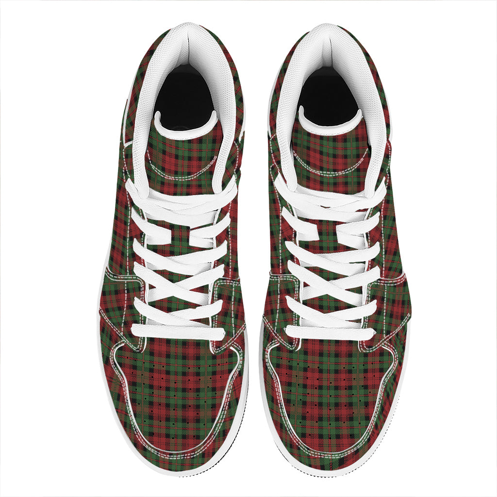 Christmas High Top Leather Sneakers with Tartan Pattern Print