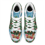 Christmas High Top Leather Sneakers with Tree and Snow Print