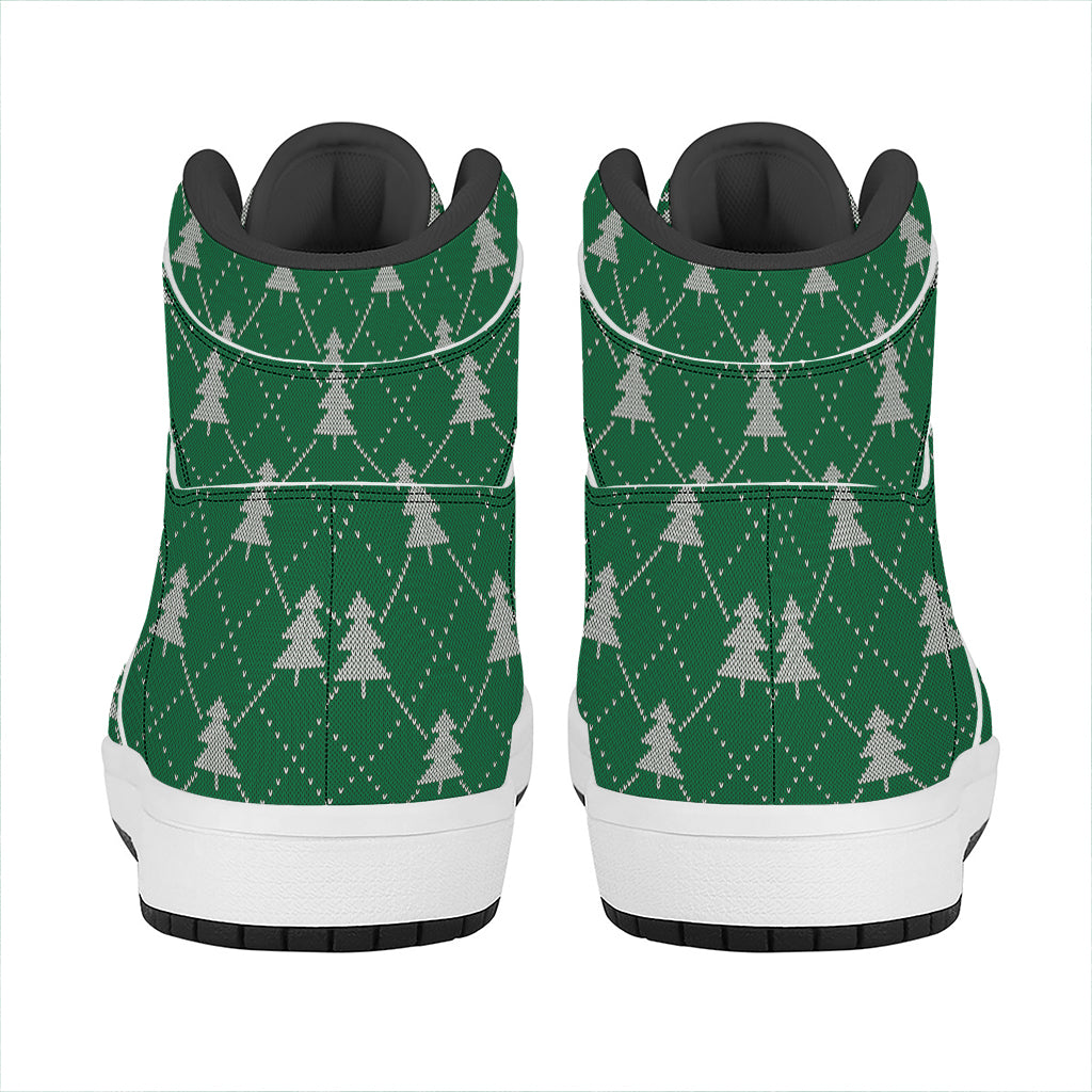 Christmas High Top Leather Sneakers with Tree Knit Design