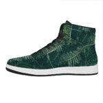 Christmas High Top Leather Sneakers with Tree Print Design