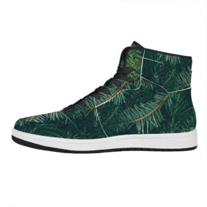 Christmas High Top Leather Sneakers With Tree Print Design 1Ue7U