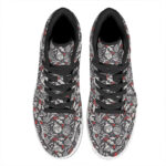 Christmas High Top Leather Sneakers with Vintage Decorations Print