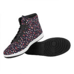 Christmas High Top Leather Sneakers with Watercolor Pattern Print