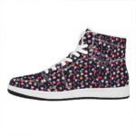 Christmas High Top Leather Sneakers with Watercolor Pattern Print