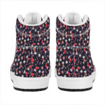 Christmas High Top Leather Sneakers with Watercolor Pattern Print