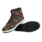 Christmas High Top Leather Sneakers with Watercolor Poinsettia Design