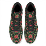 Christmas High Top Leather Sneakers with Watercolor Poinsettia Design