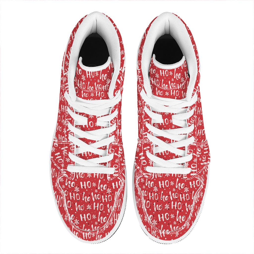 Christmas Merry Santa Laugh High Top Leather Sneakers