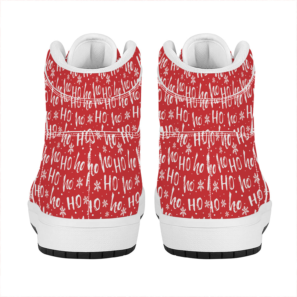 Christmas Merry Santa Laugh High Top Leather Sneakers