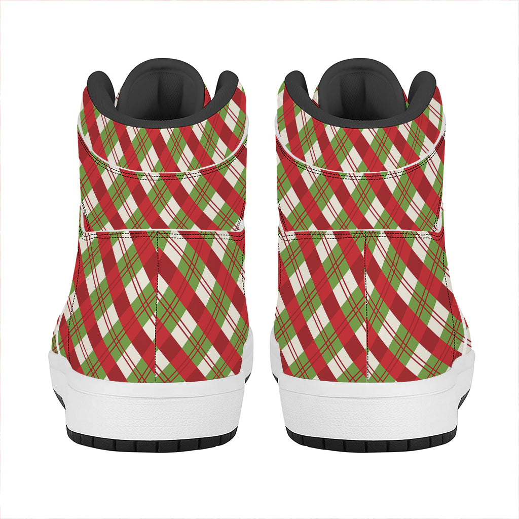 Christmas Plaid High Top Leather Sneakers