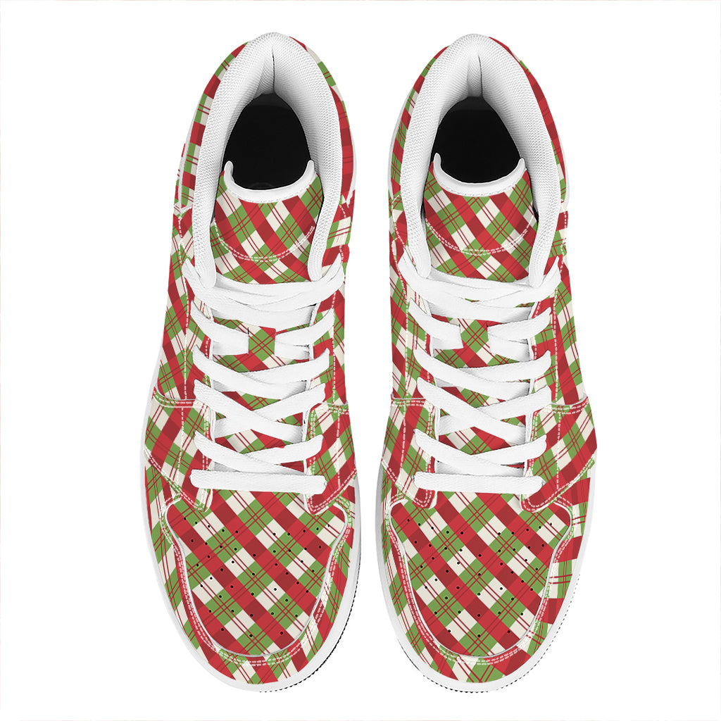 Christmas Plaid High Top Leather Sneakers