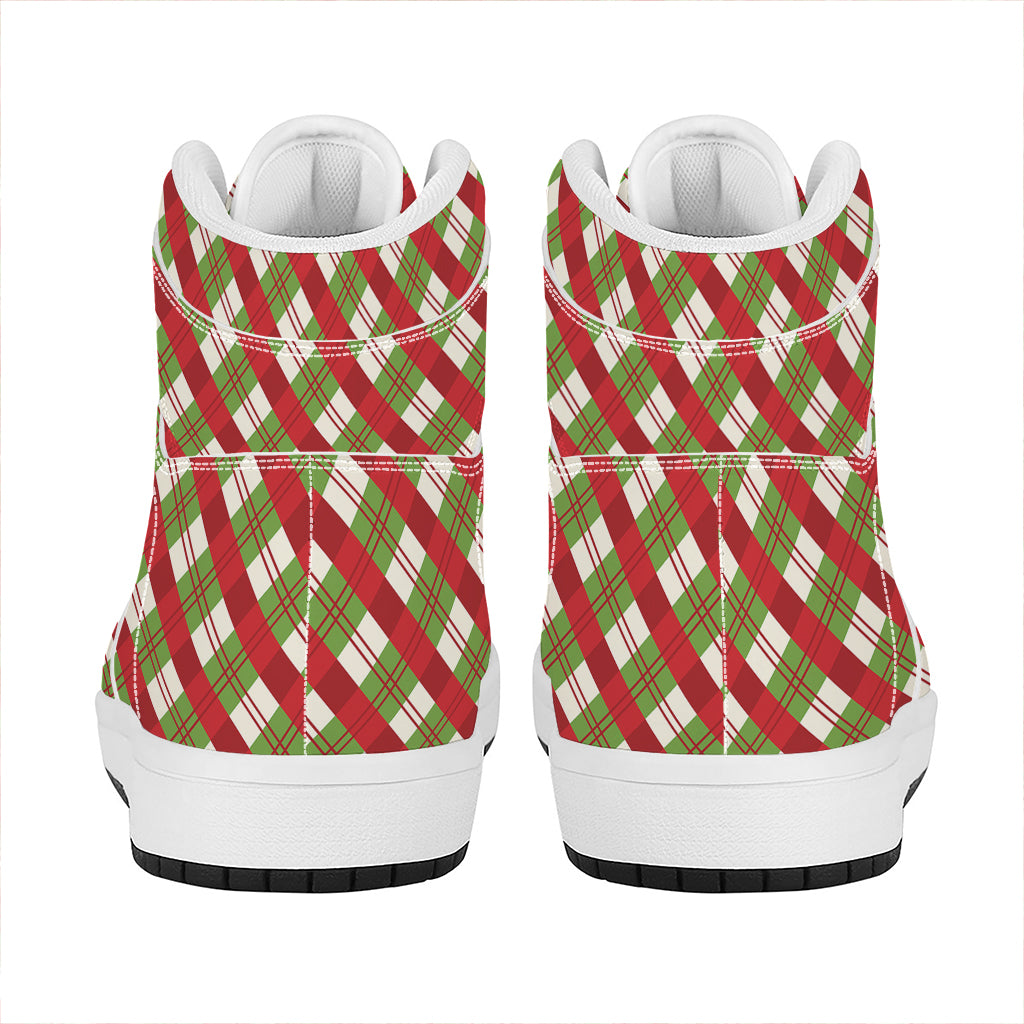 Christmas Plaid High Top Leather Sneakers