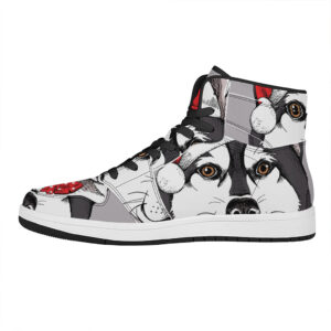 Christmas Siberian Husky High Top Leather Sneakers For Dog Lovers 4Yhkd