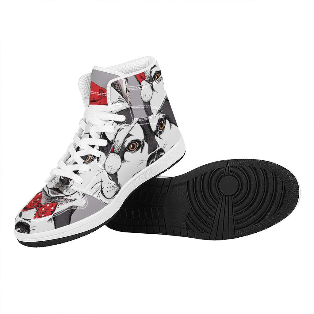 Christmas Siberian Husky High Top Leather Sneakers for Dog Lovers