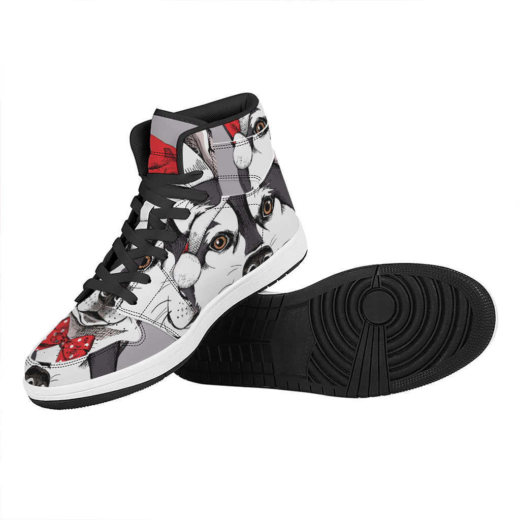 Christmas Siberian Husky High Top Leather Sneakers for Dog Lovers