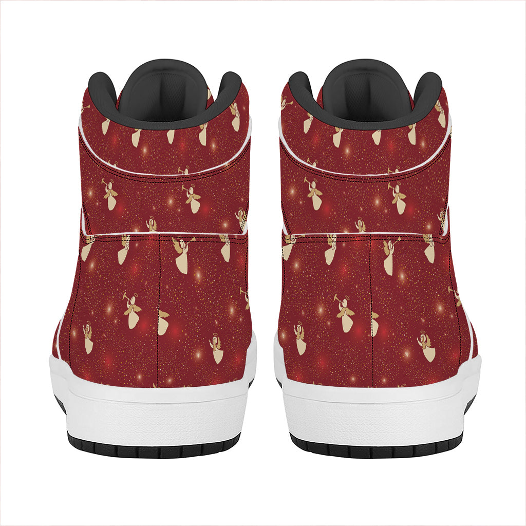 Christmas Themed High Top Leather Sneakers with Angel Design