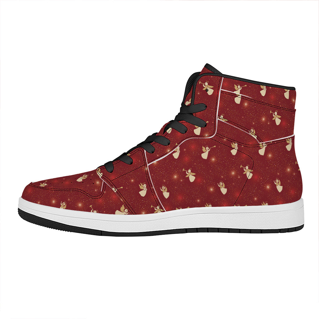 Christmas Themed High Top Leather Sneakers with Angel Design