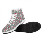 Christmas Themed High Top Leather Sneakers with Santa and Penguin Design