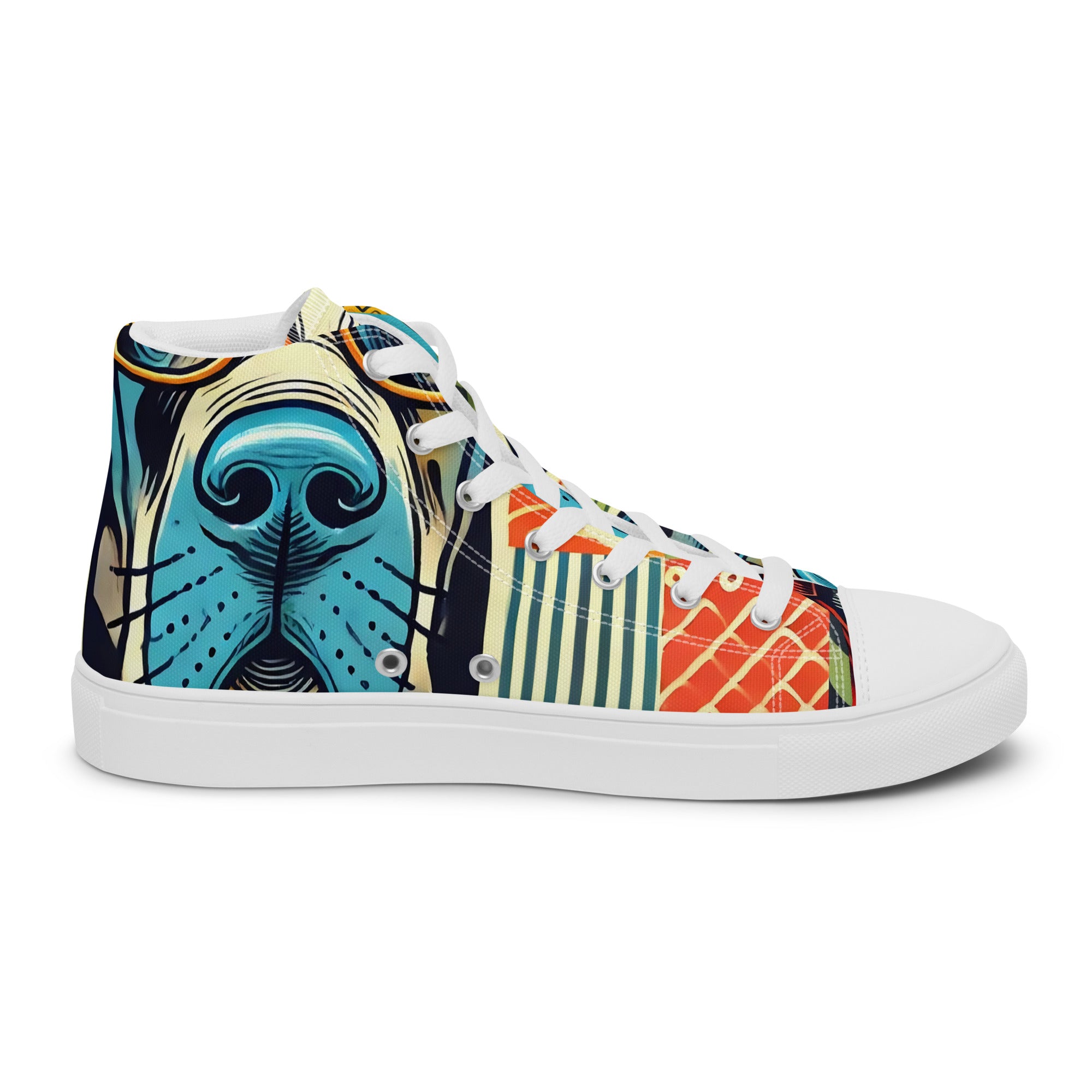 Men’s Great Dane High-Top Sneakers, Dog Print Canvas Casual Shoes