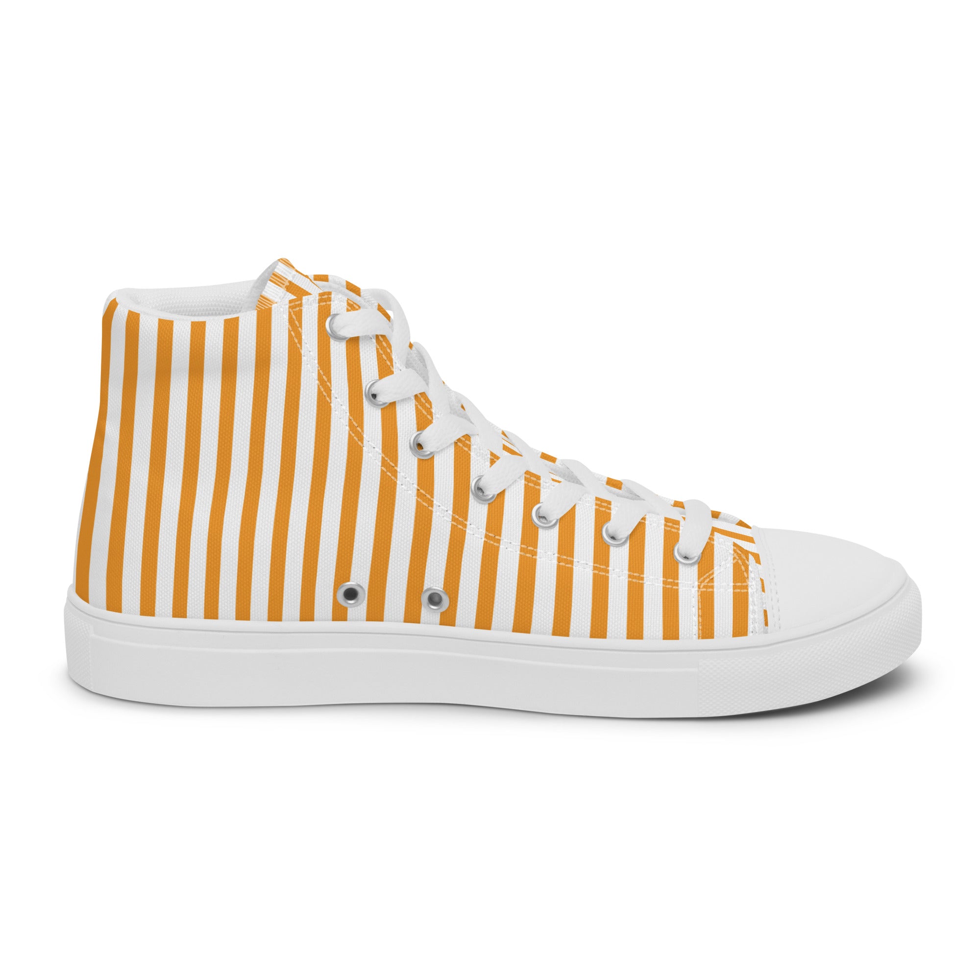 Men’s Gold Striped High-Tops, Classic Canvas Shoes, Vertical Stripes