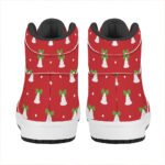 Festive Christmas High Top Leather Sneakers with Bell Print Design