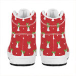 Festive Christmas High Top Leather Sneakers with Bell Print Design