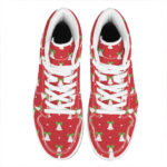 Festive Christmas High Top Leather Sneakers with Bell Print Design