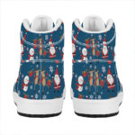 Festive Christmas High Top Leather Sneakers with Santa Claus Design