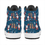 Festive Christmas High Top Leather Sneakers with Santa Claus Design