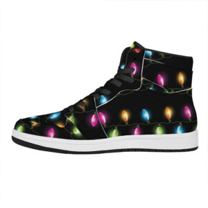 Festive Christmas Lights High Top Leather Sneakers Oqx5V