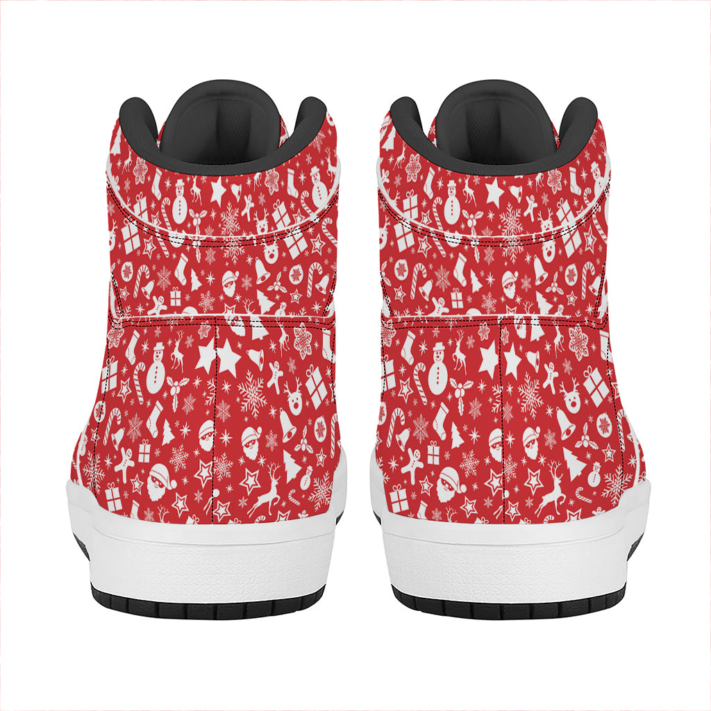 Festive Christmas Themed High Top Leather Sneakers