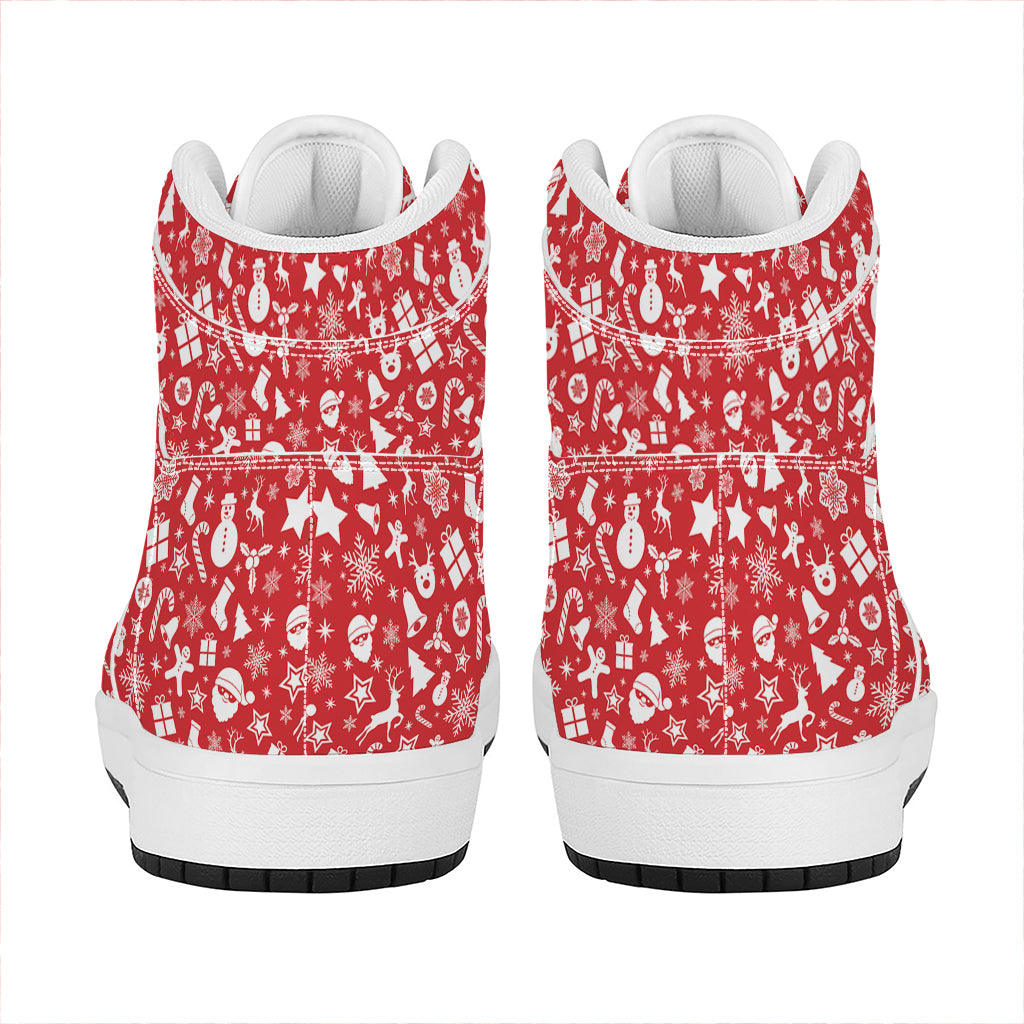 Festive Christmas Themed High Top Leather Sneakers