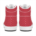 Festive High Top Leather Sneakers in Red and White Christmas Dots