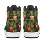 Festive High Top Leather Sneakers with Christmas Tree Design