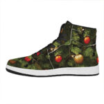 Festive High Top Leather Sneakers with Christmas Tree Design