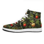 Festive High Top Leather Sneakers with Christmas Tree Design