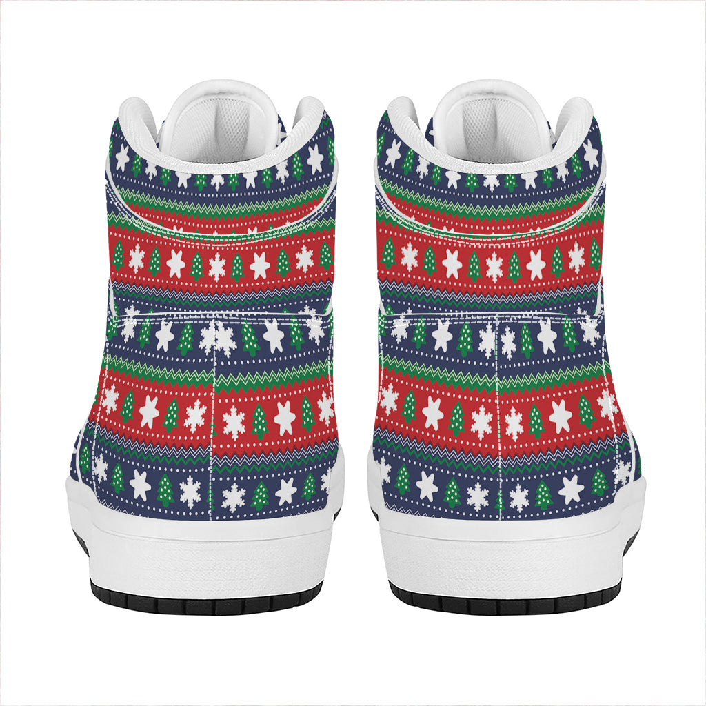 Festive Holiday High Top Leather Sneakers Merry Christmas