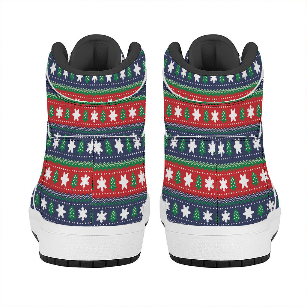 Festive Holiday High Top Leather Sneakers Merry Christmas