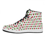 Festive Holiday Polka Dot High Top Leather Sneakers for Christmas