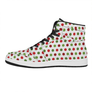 Festive Holiday Polka Dot High Top Leather Sneakers For Christmas 7Elbo