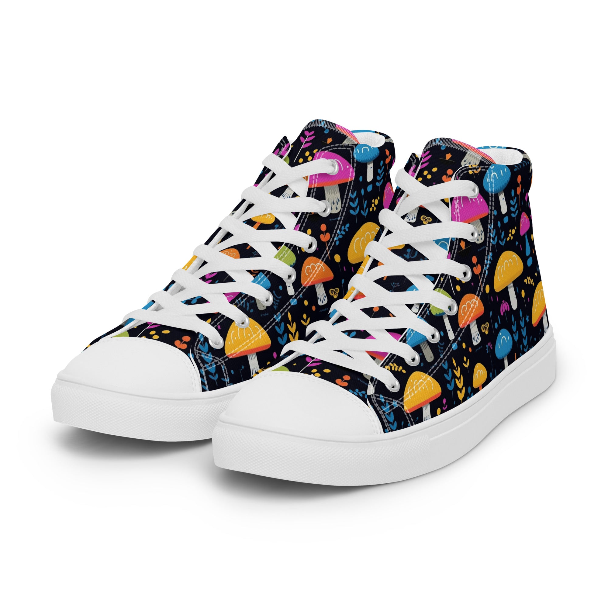 Colorful Mushroom High-Top Canvas Shoes Comfortable & Durable Footwear