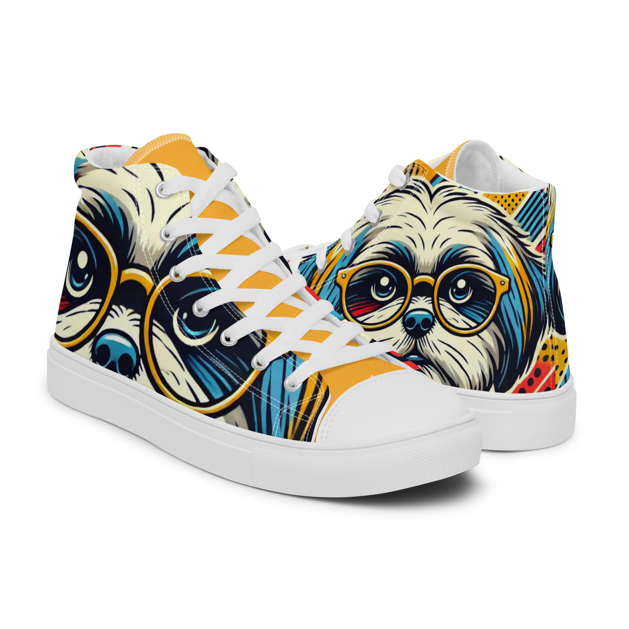 Men’s Dog Lover High-Tops, Shih Tzu Print, Breathable Canvas Sneakers