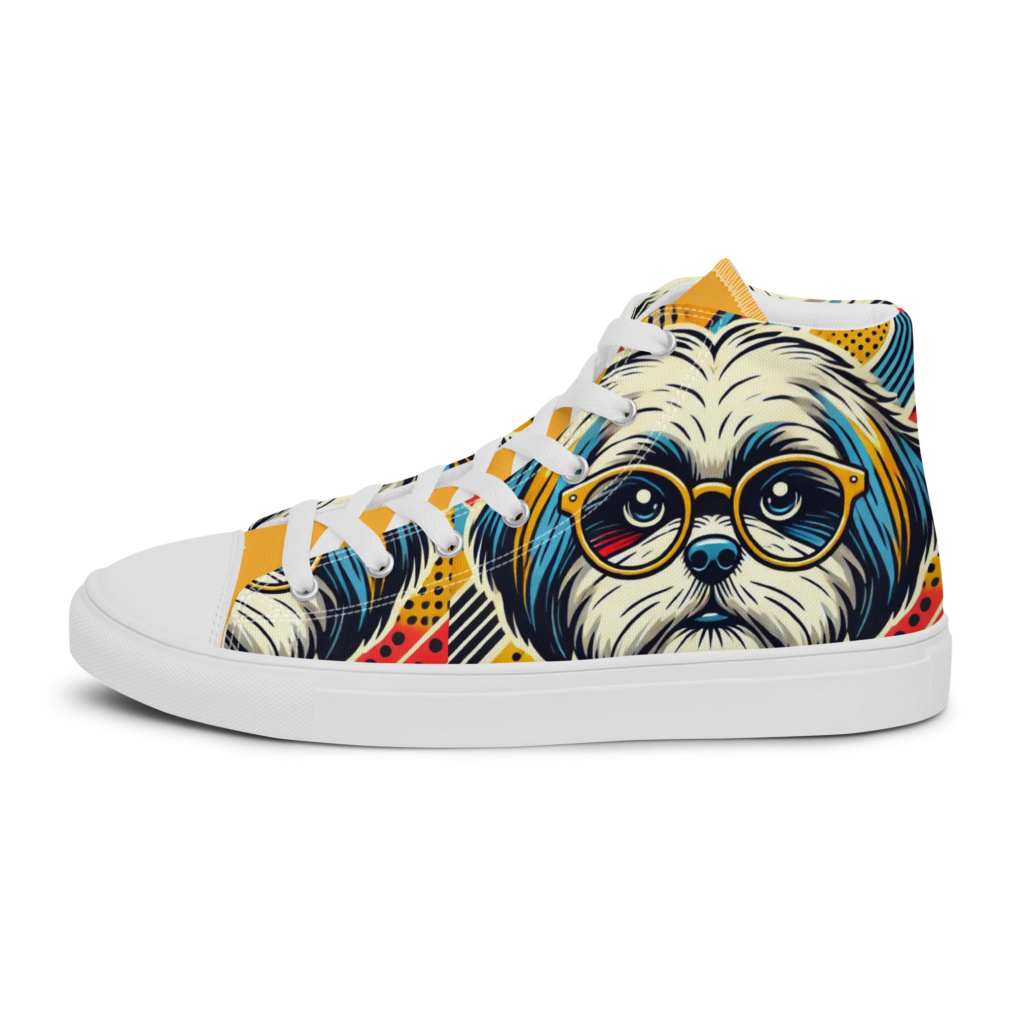 Men’s Dog Lover High-Tops, Shih Tzu Print, Breathable Canvas Sneakers