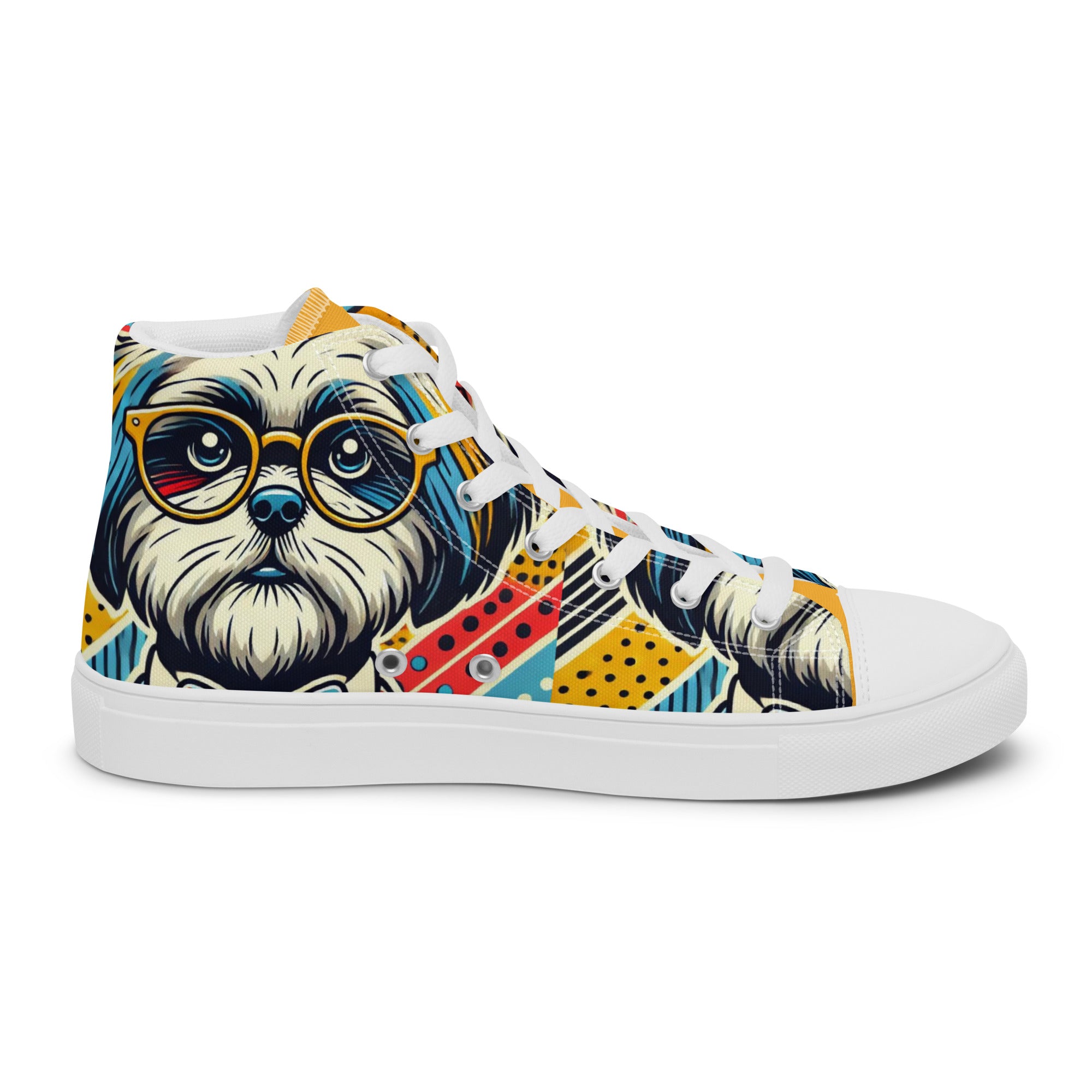 Men’s Dog Lover High-Tops, Shih Tzu Print, Breathable Canvas Sneakers