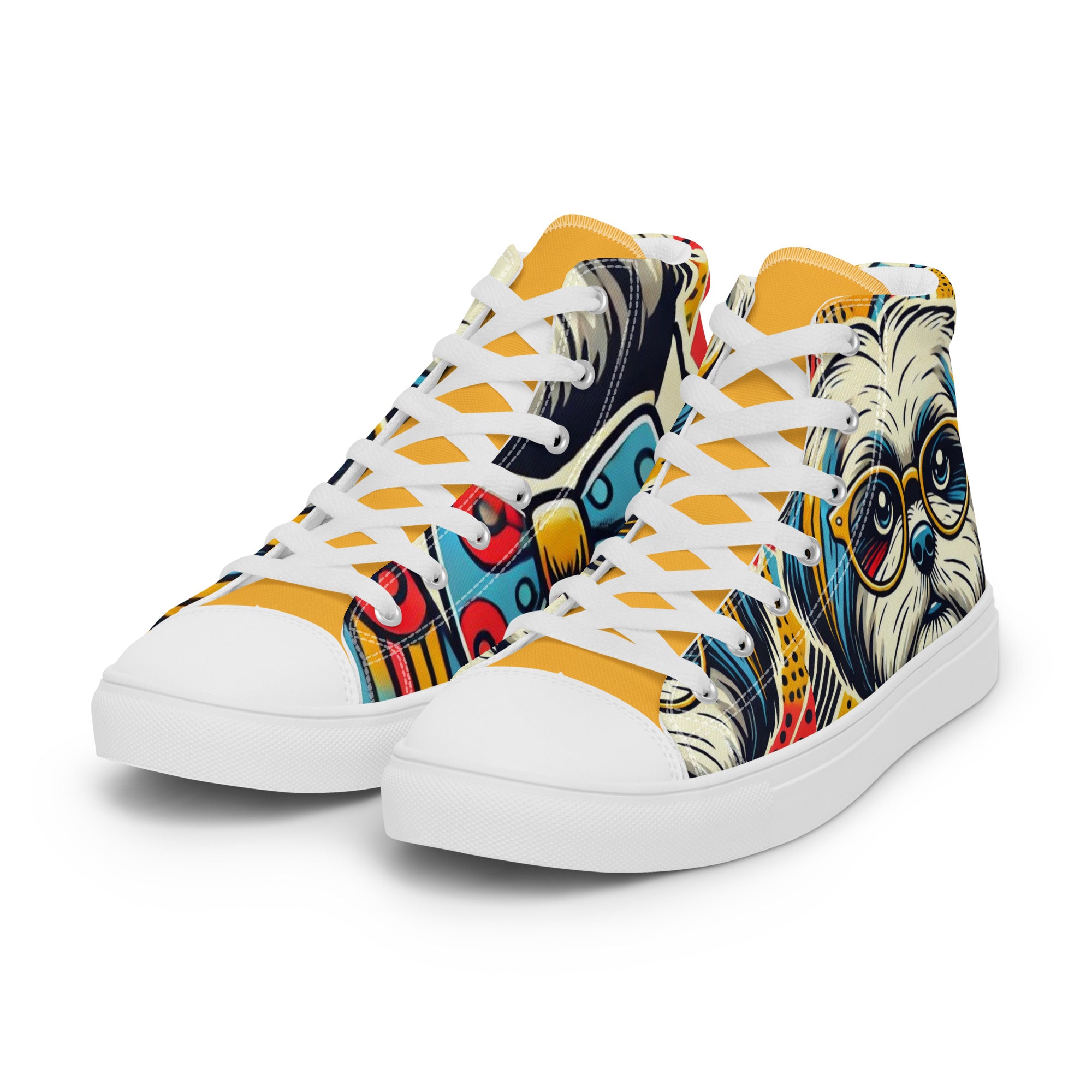 Men’s Dog Lover High-Tops, Shih Tzu Print, Breathable Canvas Sneakers