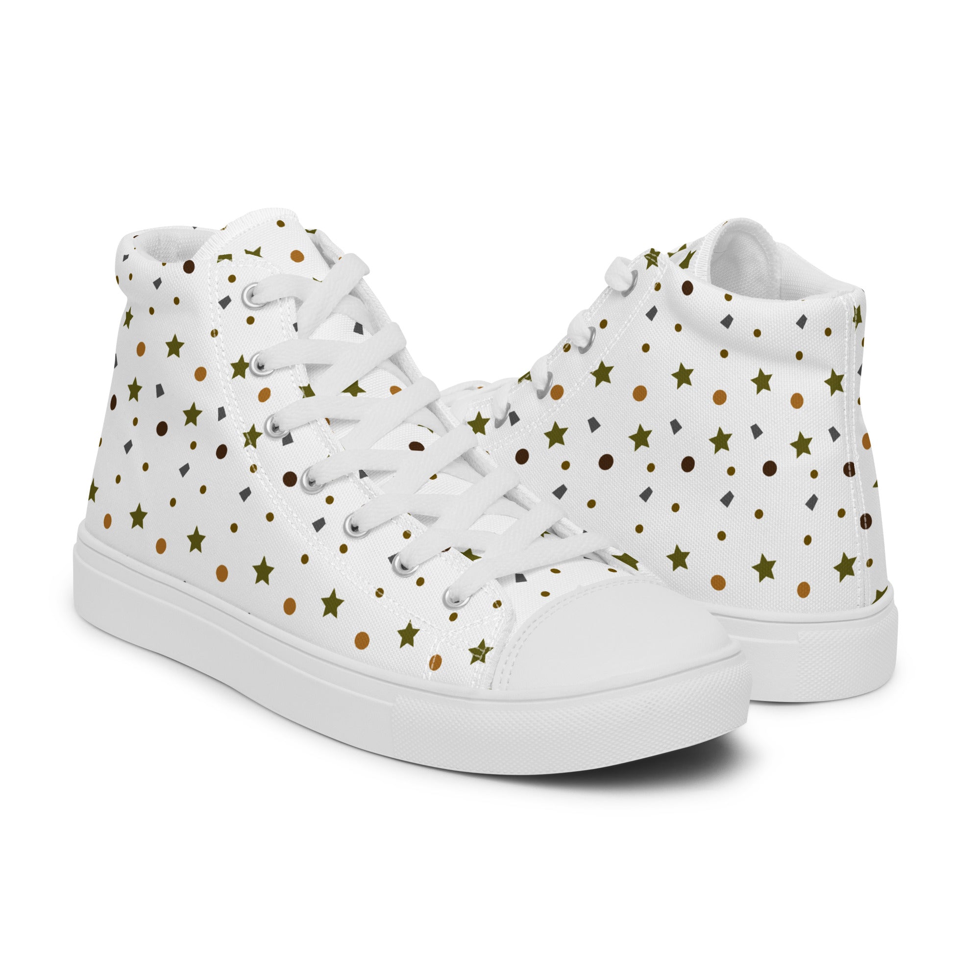 Men’s Geometric Print High-Top Sneakers, Casual Canvas Shoes