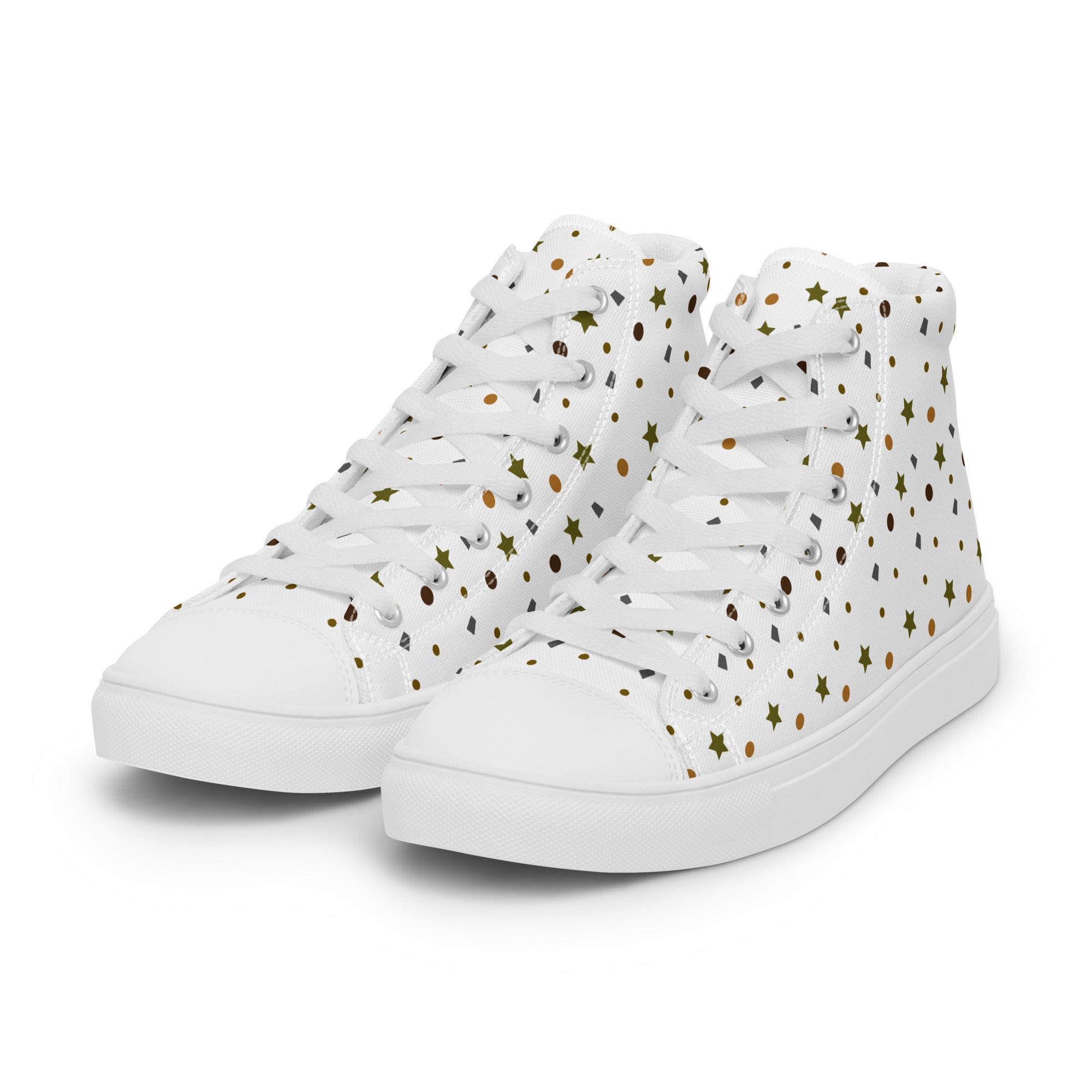 Men’s Geometric Print High-Top Sneakers, Casual Canvas Shoes